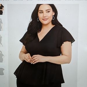 Torrid black flutter sleeve babydoll blouse